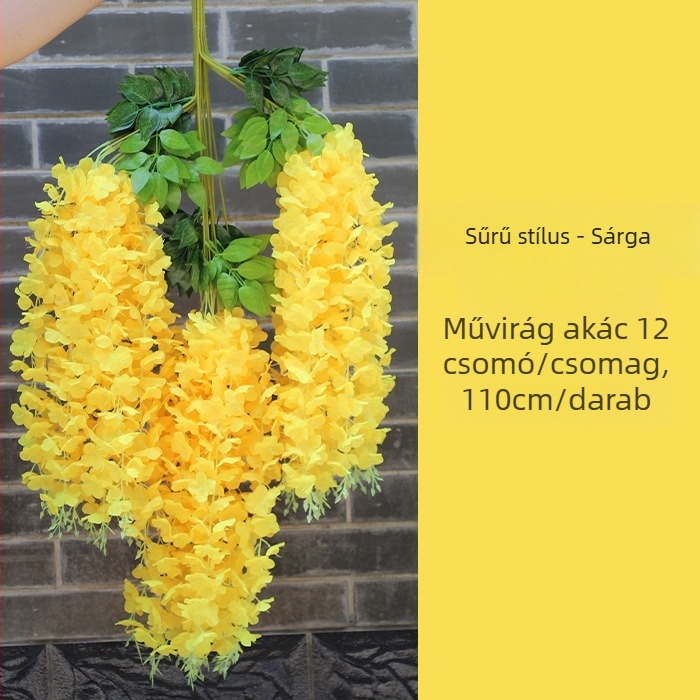 Beltéri mennyezeti dekorációhoz készült szatén virágokból készült függő girlanda, 110 cm