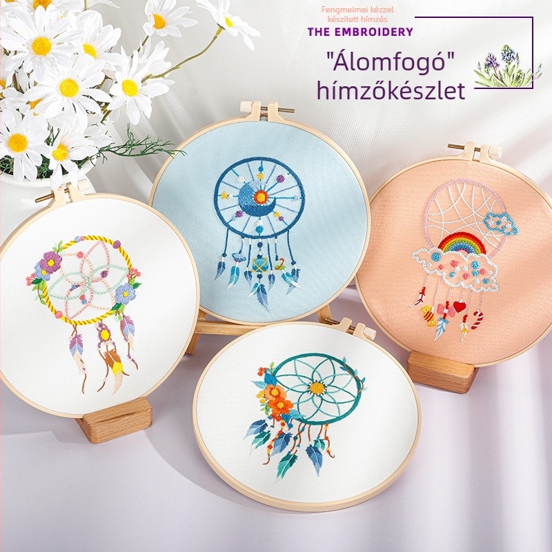 Eredeti DIY kézimunka hímző készlet szélcsengőhöz, mesés tollakkal, európai angol stílusban