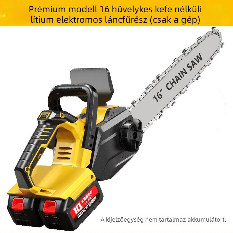 Szénkefe nélküli akkumulátoros lítium-ionos láncfűrész, 12/16 hüvelyk, teljesítmény kijelző, hordozható kerti fűrész