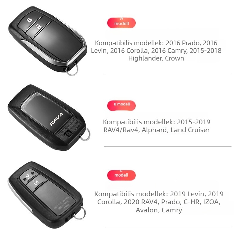 Toyota teljes körű kulcstartó tok Camry, Prado, Crown, Highlander és más modellekhez