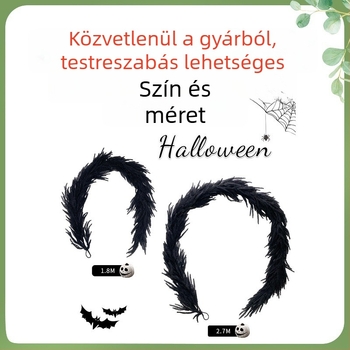 Puha PVC-rattan ajtófüggő koszorú fenyőágakkal – karácsonyi és Halloween dekoráció