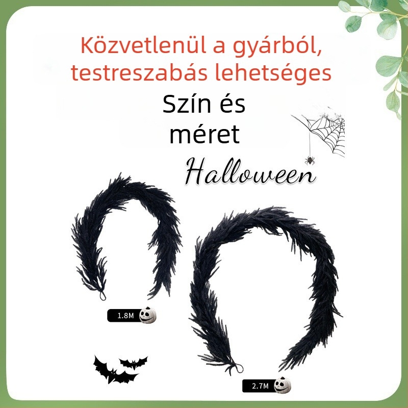Puha PVC-rattan ajtófüggő koszorú fenyőágakkal – karácsonyi és Halloween dekoráció