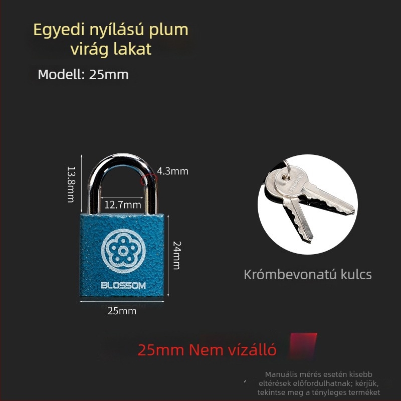 Plum Blossom lakat rézmagú cilinderrel, kék színű, vízálló és rozsdamentes, kültéri vas zár szekrényekhez és raktárakhoz