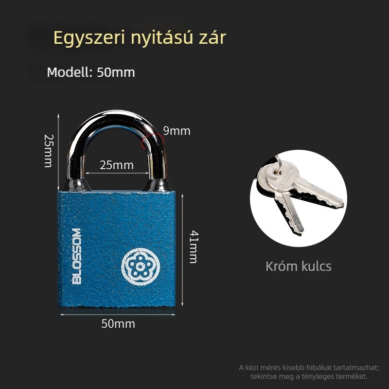 Plum Blossom lakat rézmagú cilinderrel, kék színű, vízálló és rozsdamentes, kültéri vas zár szekrényekhez és raktárakhoz