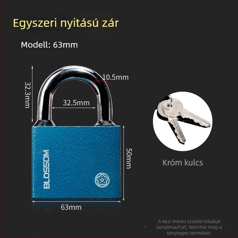 Plum Blossom lakat rézmagú cilinderrel, kék színű, vízálló és rozsdamentes, kültéri vas zár szekrényekhez és raktárakhoz