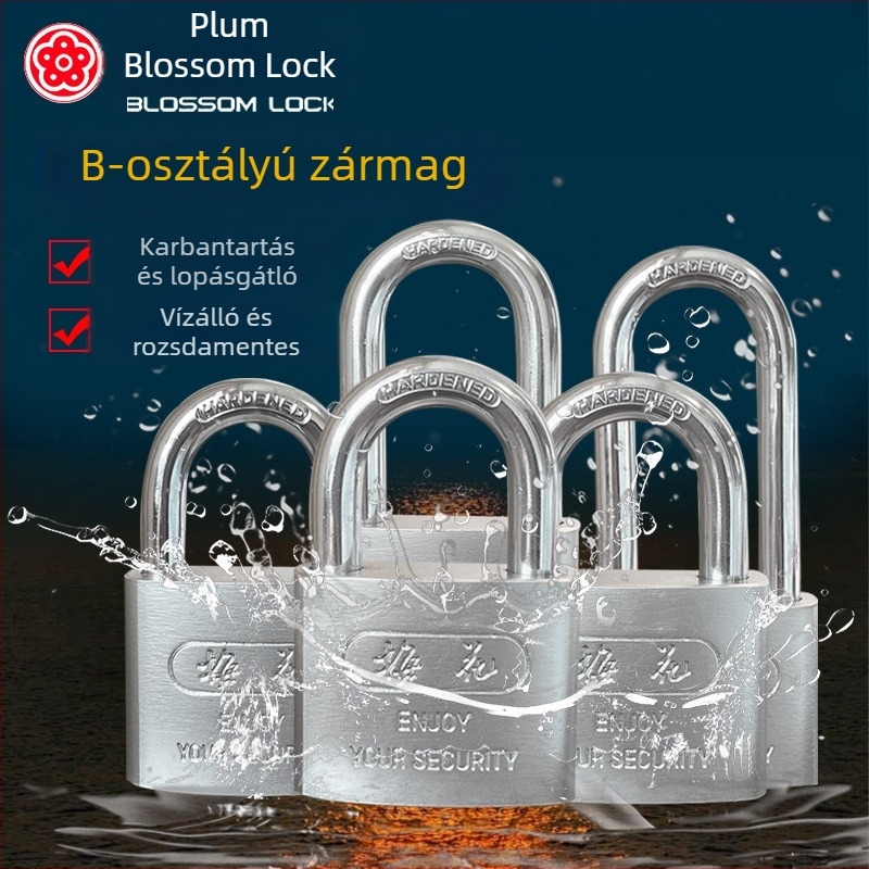 Plum Blossom lakat raktár ajtókhoz – korrózió-ellenálló, lopás elleni, vízálló, acél test