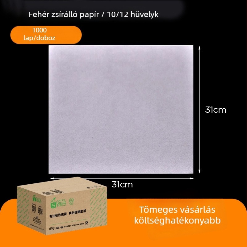 Kraftpapír olajálló, élelmiszer-csomagoláshoz, sütéshez és burgercsomagoláshoz, 1000 darab