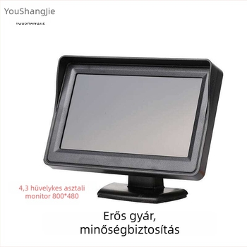 12-24V-os hátrafelé néző videómonitor autókhoz, 4,3 hüvelykes asztali kijelző, négy állítható LED-del