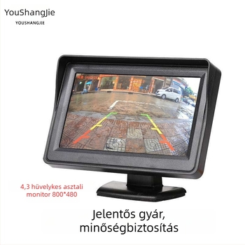 12-24V-os hátrafelé néző videómonitor autókhoz, 4,3 hüvelykes asztali kijelző, négy állítható LED-del