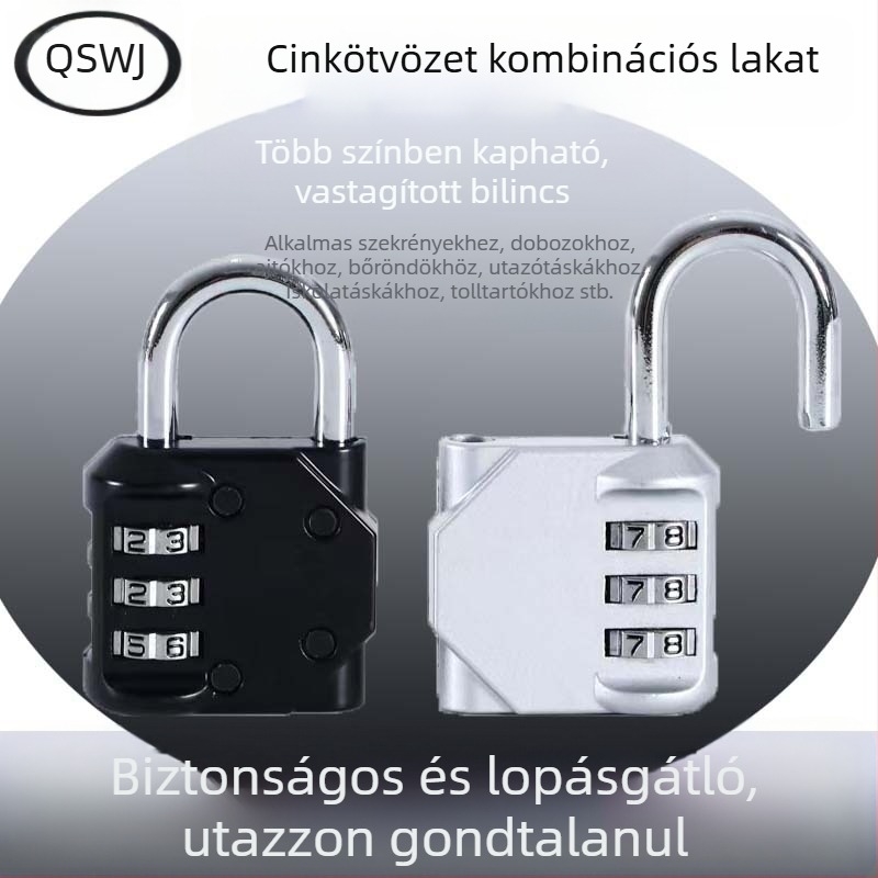 3 számjegyű kombinációs lakat cinkötvözetből, kis lakat bikafej dizájnnal, otthonra, irodába, edzőterembe, szekrényekhez és poggyászhoz