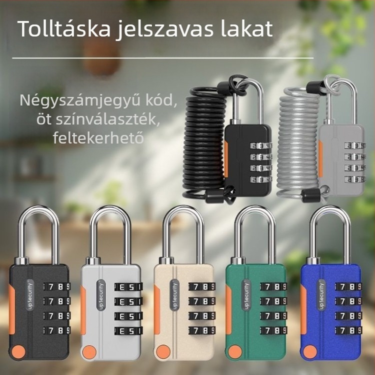 Acélsodronyos zár, kódzár, lakat, kültéri sisakzár, poggyászhevederzár, vízálló és rozsdamentes, kis szekrényzár háztartási használatra
