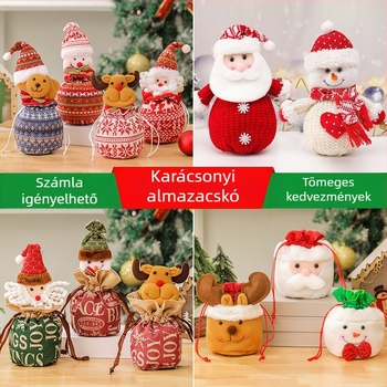 Karácsonyi díszek velvet húzózsinóros ajándékdobozt tartalmazó készlet Mikulás, Hóember és Szarvas motívumokkal