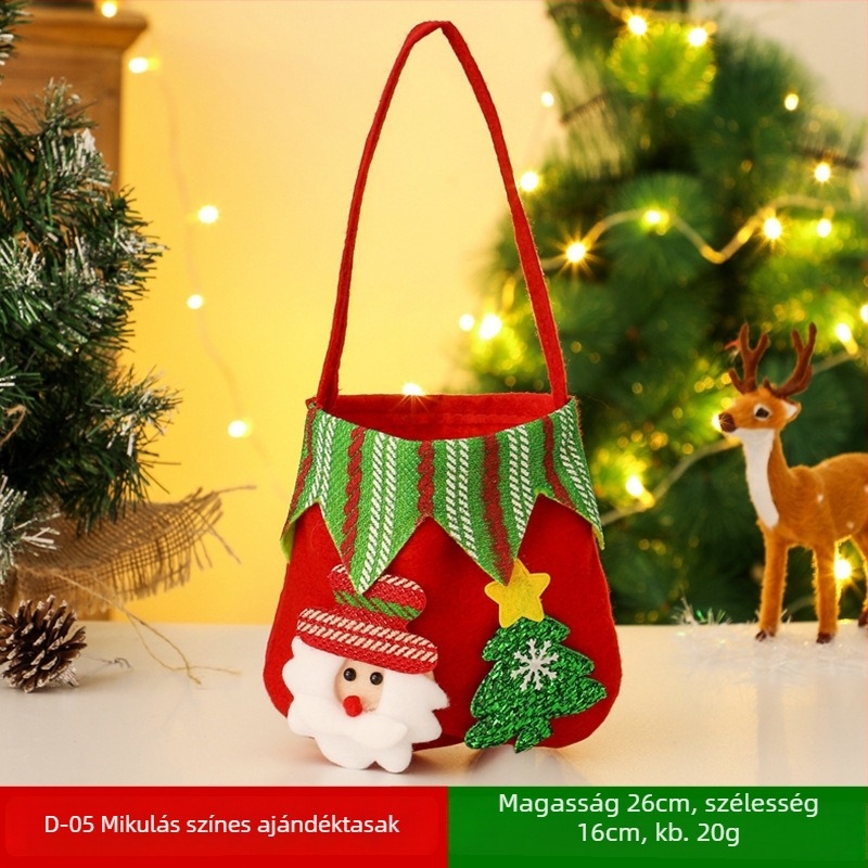Karácsonyi díszek velvet húzózsinóros ajándékdobozt tartalmazó készlet Mikulás, Hóember és Szarvas motívumokkal