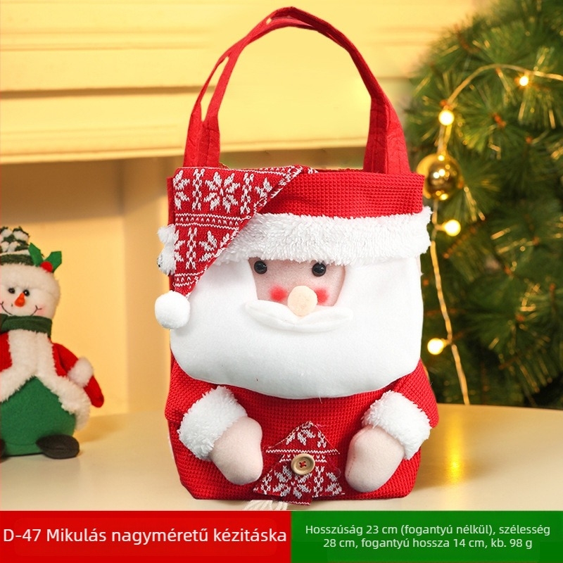 Karácsonyi díszek velvet húzózsinóros ajándékdobozt tartalmazó készlet Mikulás, Hóember és Szarvas motívumokkal
