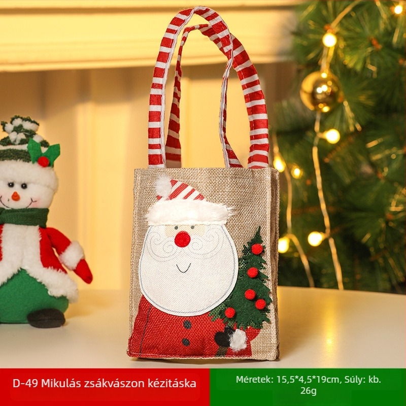 Karácsonyi díszek velvet húzózsinóros ajándékdobozt tartalmazó készlet Mikulás, Hóember és Szarvas motívumokkal