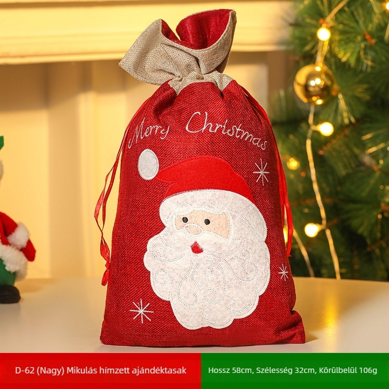 Karácsonyi díszek velvet húzózsinóros ajándékdobozt tartalmazó készlet Mikulás, Hóember és Szarvas motívumokkal
