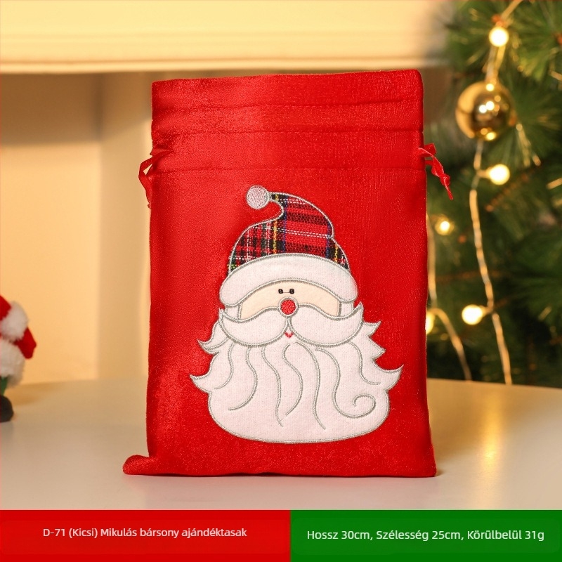 Karácsonyi díszek velvet húzózsinóros ajándékdobozt tartalmazó készlet Mikulás, Hóember és Szarvas motívumokkal