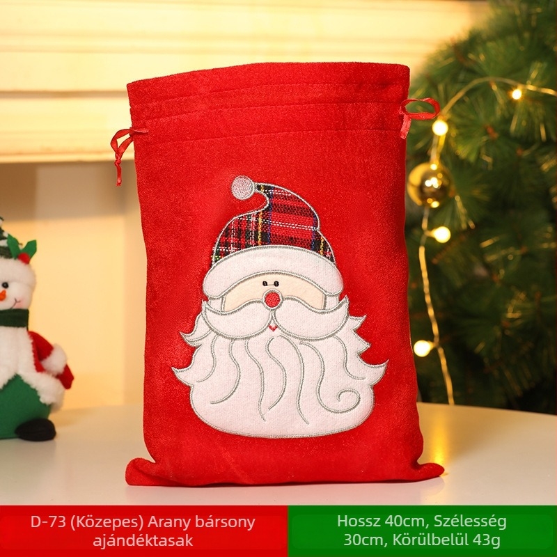 Karácsonyi díszek velvet húzózsinóros ajándékdobozt tartalmazó készlet Mikulás, Hóember és Szarvas motívumokkal