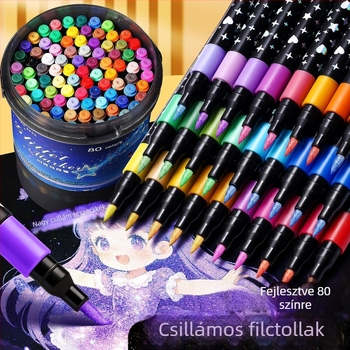 Csillogó akril marker puha heggyel gyerekeknek — óvoda és általános iskola használatra, fluoreszkáló színes glitteres vízfesték marker