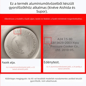 WBZ7 Alumínium ötvözetű nyomástartó edény tömítőgyűrű és fedőgumi készlet — szilikon gyűrű, bőrszegély, méret 16–36 cm
