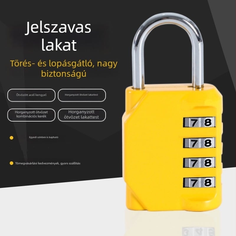 N838 4 számjegyű mechanikus kódzár, utazótáskákhoz, kollégiumi ajtókhoz, szekrényekhez, edzőteremhez és szerszámosládához