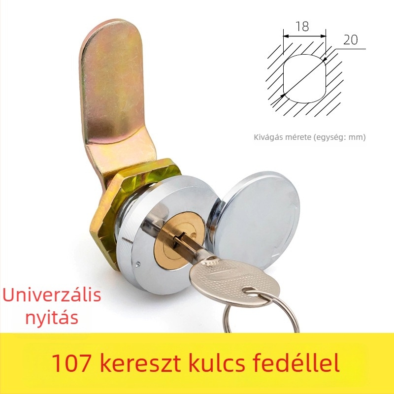 Rézmagvú keresztes zár vízálló fedéllel – alkalmas elosztó- és mérődobozokhoz, zár nyelv-horgos mechanizmussal töltőállomásokhoz