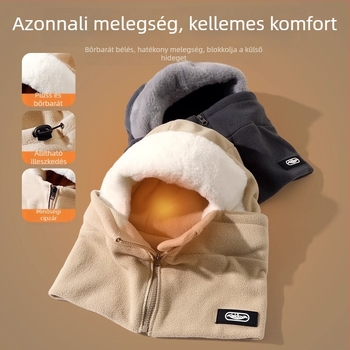 Téli kerékpáros maszk 2 az 1-ben, szélvédett és meleg, teljes arcot fedő plüss kapucnival, unisex