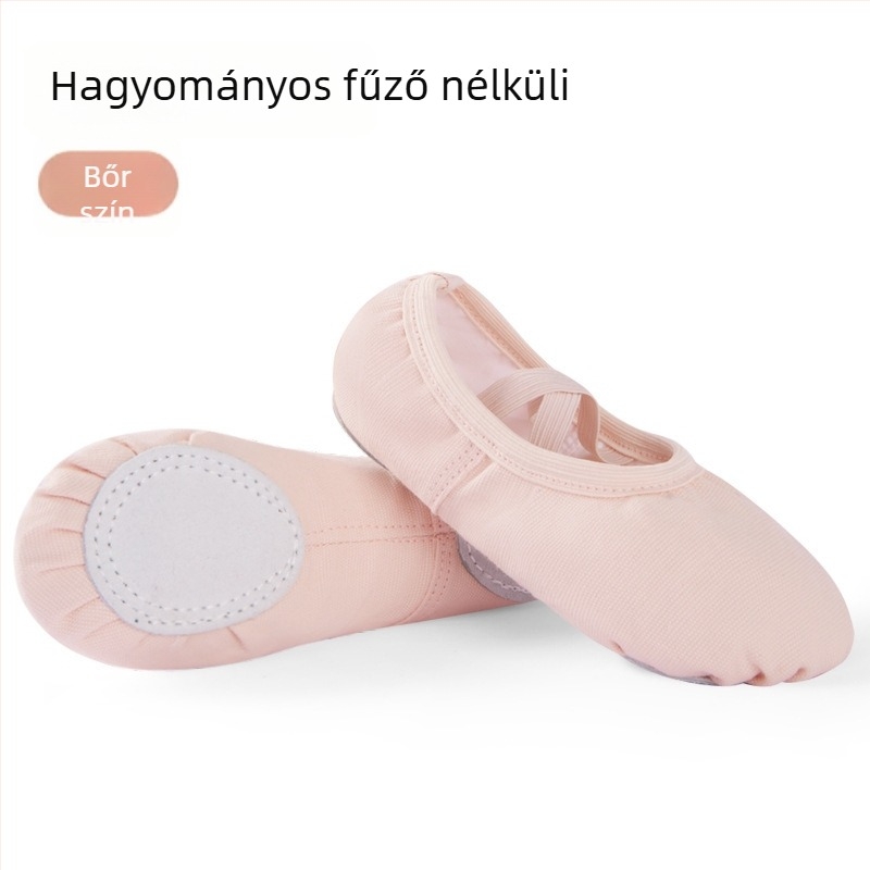 Tánccipők gyerekeknek és felnőtteknek, puha talpú, bőrszínű, balettel gyakorlásra, Macska Mancsa stílus, klasszikus