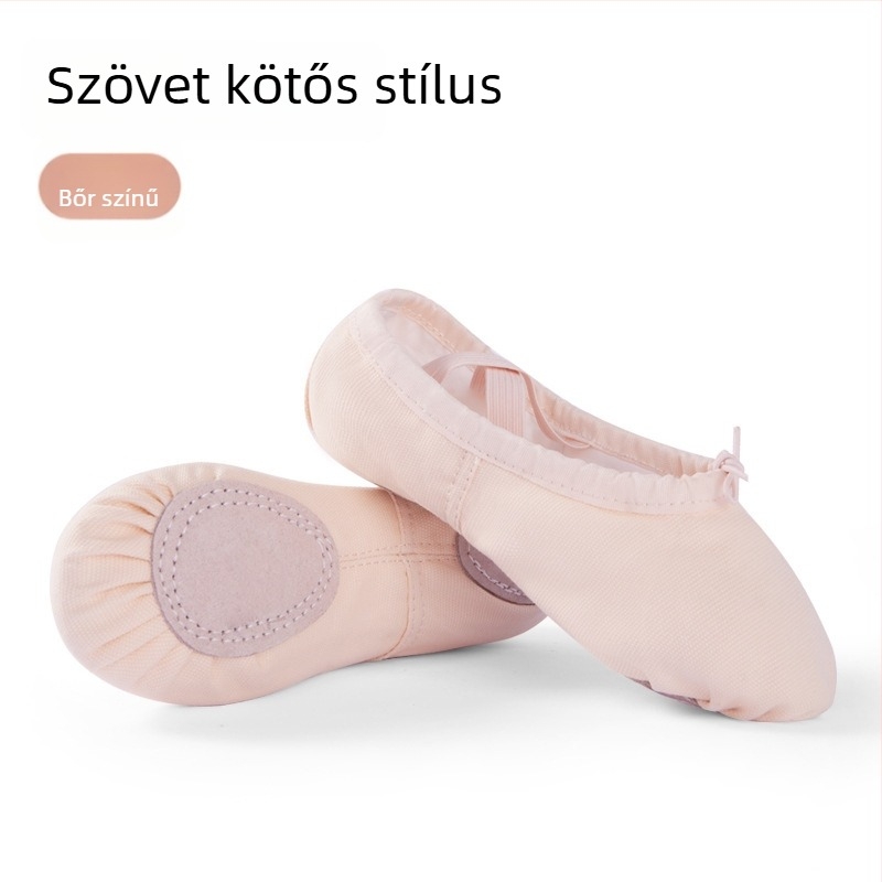 Tánccipők gyerekeknek és felnőtteknek, puha talpú, bőrszínű, balettel gyakorlásra, Macska Mancsa stílus, klasszikus