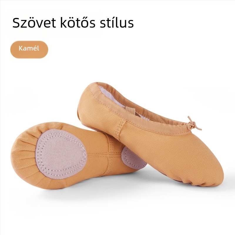 Tánccipők gyerekeknek és felnőtteknek, puha talpú, bőrszínű, balettel gyakorlásra, Macska Mancsa stílus, klasszikus