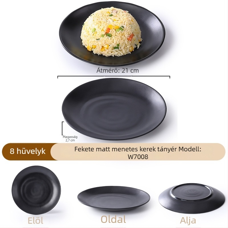 Buya Fekete melamínból készült, porcelán-immitáció, négyszögletes sekély tál, 20–21 cm, japán stílusú, hot pothoz és barbecue-hoz