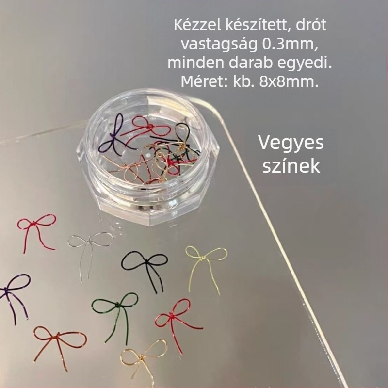 Körömdíszítés: műanyag masni dísz, kész darab, Hercegnő sorozat, aranyos és minimalist stílus