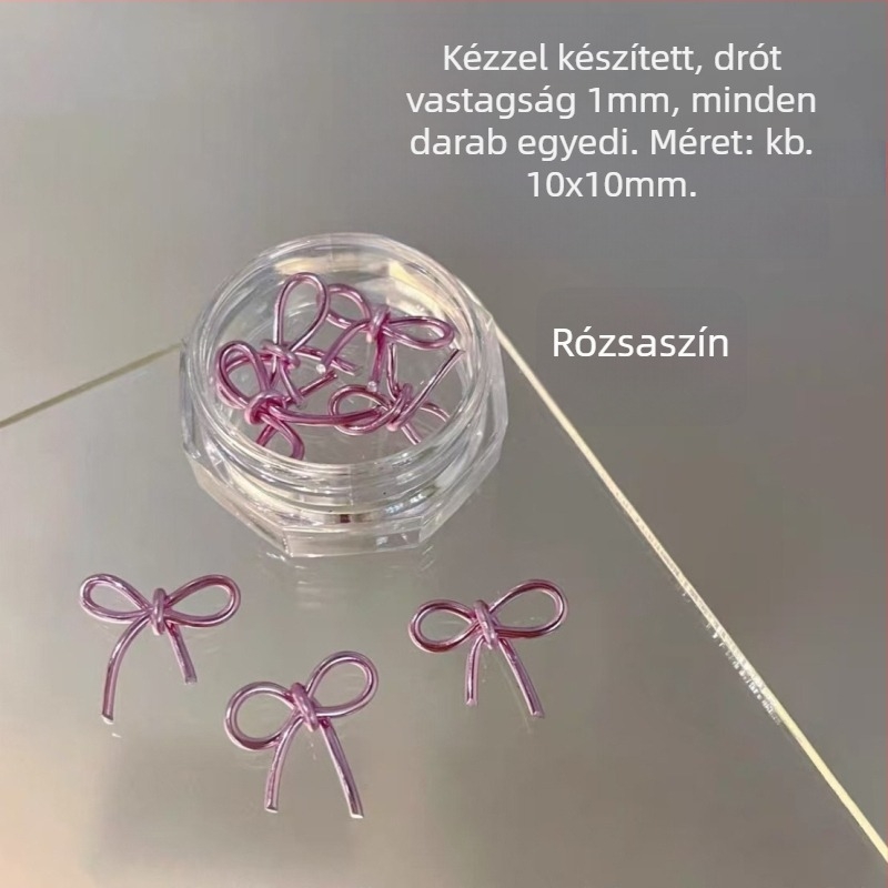 Körömdíszítés: műanyag masni dísz, kész darab, Hercegnő sorozat, aranyos és minimalist stílus