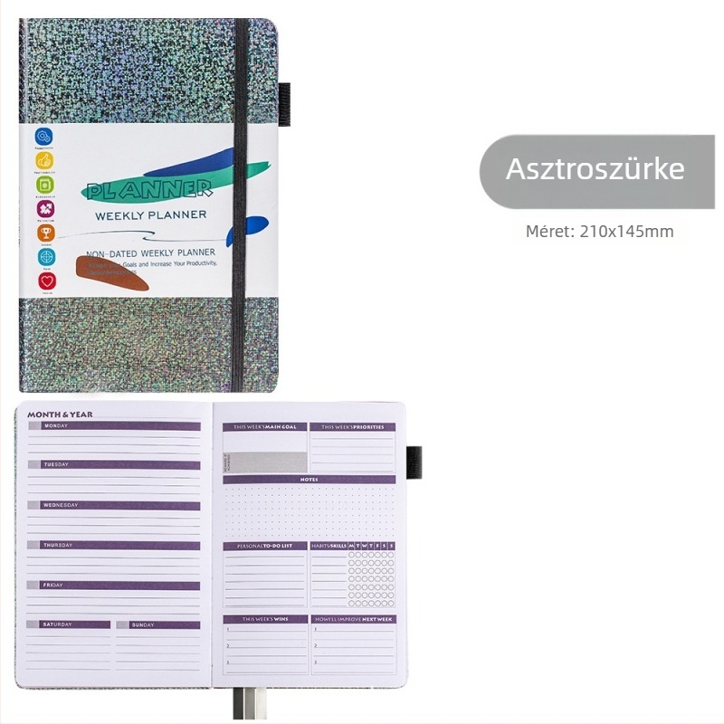 A5-ös notesz pánttal, üzleti jegyzetfüzet és önfegyelem-tervező