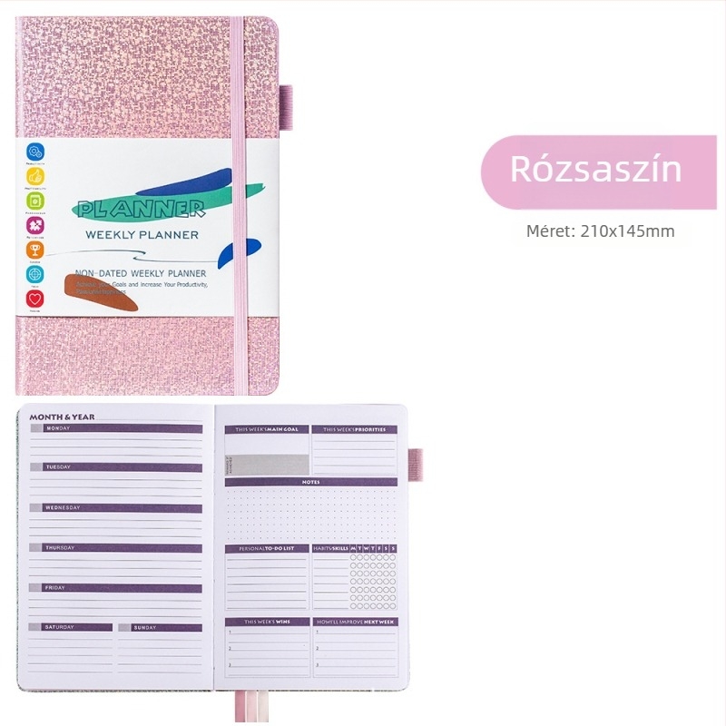 A5-ös notesz pánttal, üzleti jegyzetfüzet és önfegyelem-tervező