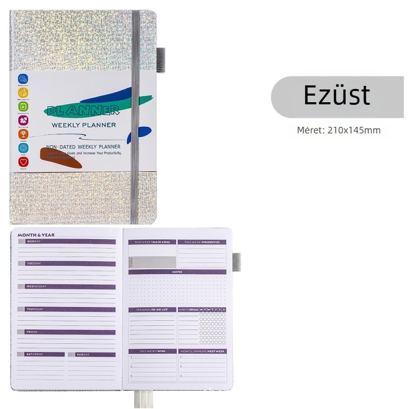 A5-ös notesz pánttal, üzleti jegyzetfüzet és önfegyelem-tervező
