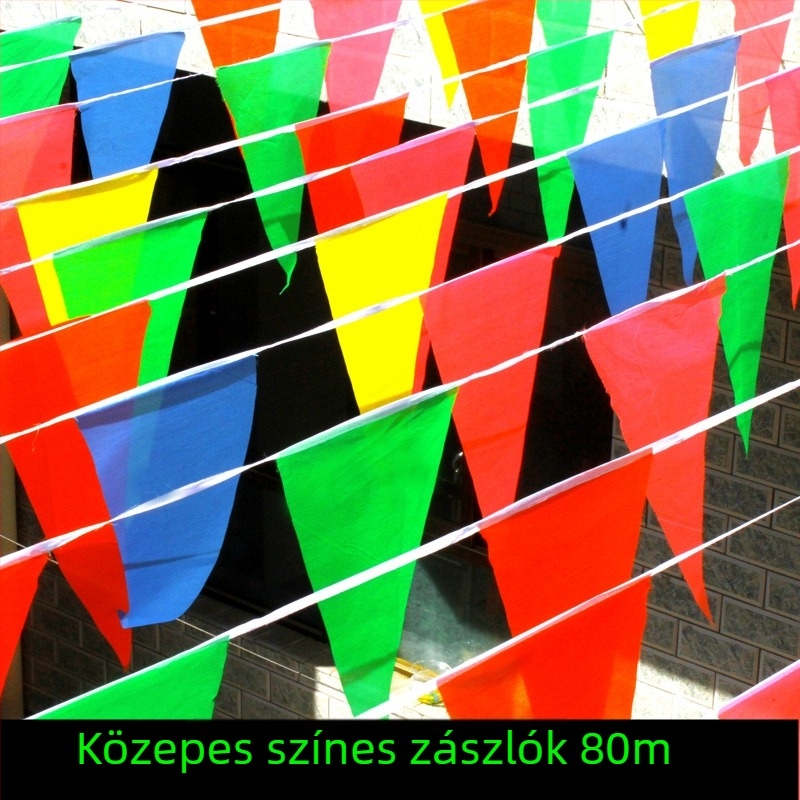 Háromszög zászlókból álló girlanda esküvők és megnyitók számára, színes rendezvény-dekoráció
