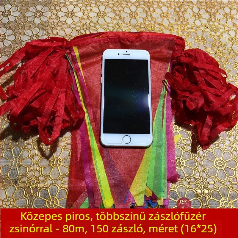Háromszög zászlókból álló girlanda esküvők és megnyitók számára, színes rendezvény-dekoráció