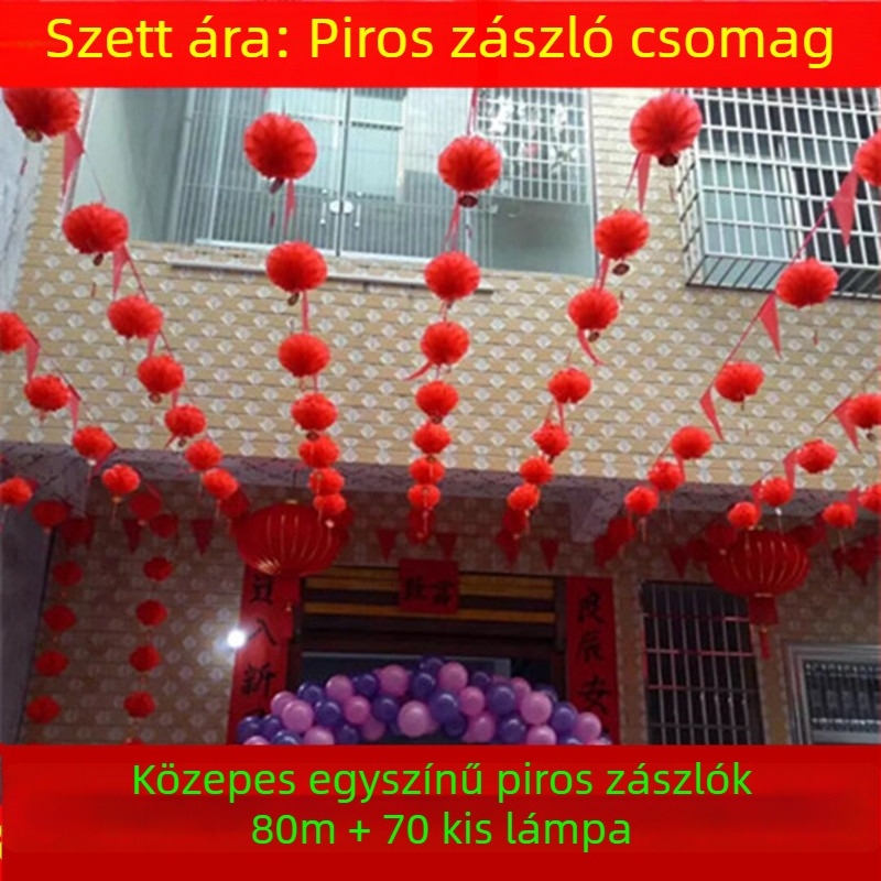 Háromszög zászlókból álló girlanda esküvők és megnyitók számára, színes rendezvény-dekoráció