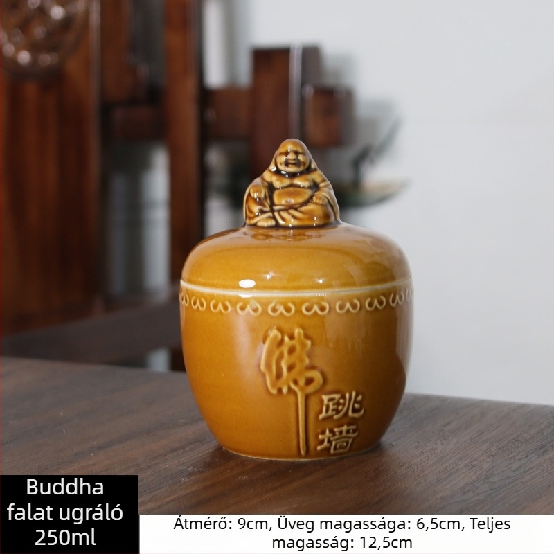 Kerámia főzőedény Buddha-fej fedővel, vízfürdőben történő pároláshoz, háztartási használatra
