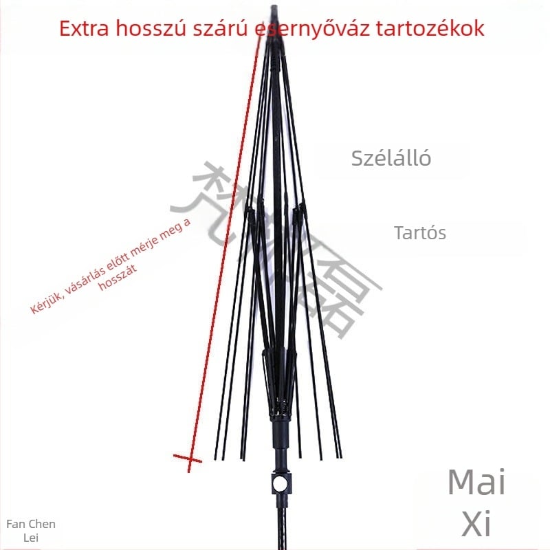 8 küllős hosszúkarú esernyő tartozékok napernyőhöz és golf esernyőhöz, egyenes fogantyú, üvegszálas bordák