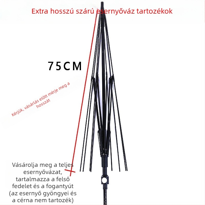 8 küllős hosszúkarú esernyő tartozékok napernyőhöz és golf esernyőhöz, egyenes fogantyú, üvegszálas bordák