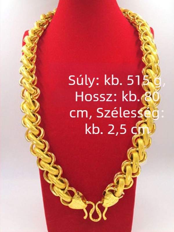 Férfi nyaklánc szerencse jelével, aranyozott rézből készült lánccal, divatos ékszer, hossz 61–70 cm