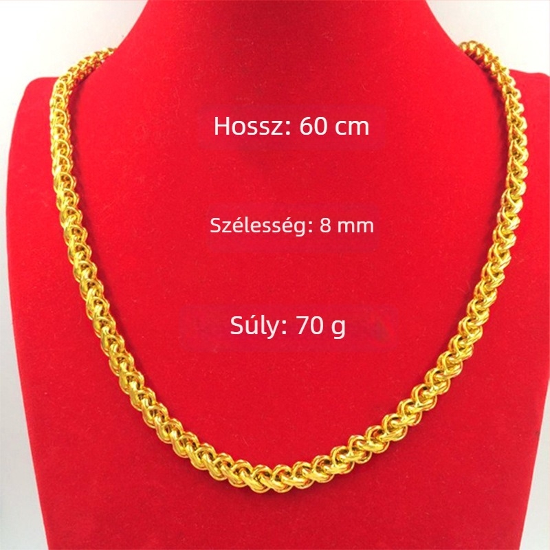 Férfi nyaklánc szerencse jelével, aranyozott rézből készült lánccal, divatos ékszer, hossz 61–70 cm