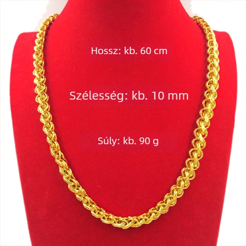 Férfi nyaklánc szerencse jelével, aranyozott rézből készült lánccal, divatos ékszer, hossz 61–70 cm
