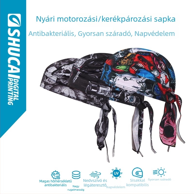 Pirat-stílusú sapka szabadidős és munka sportokhoz, állítható pánttal és farokkal, konyhai fejkendő, uniszex