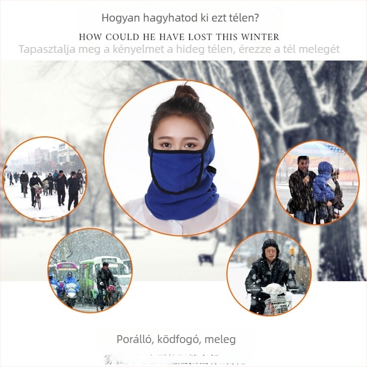 Koreai stílusú őszi–téli szélvédett arcmaszk fülvédővel, pároknak, szabadtéri kerékpározáshoz, meleg