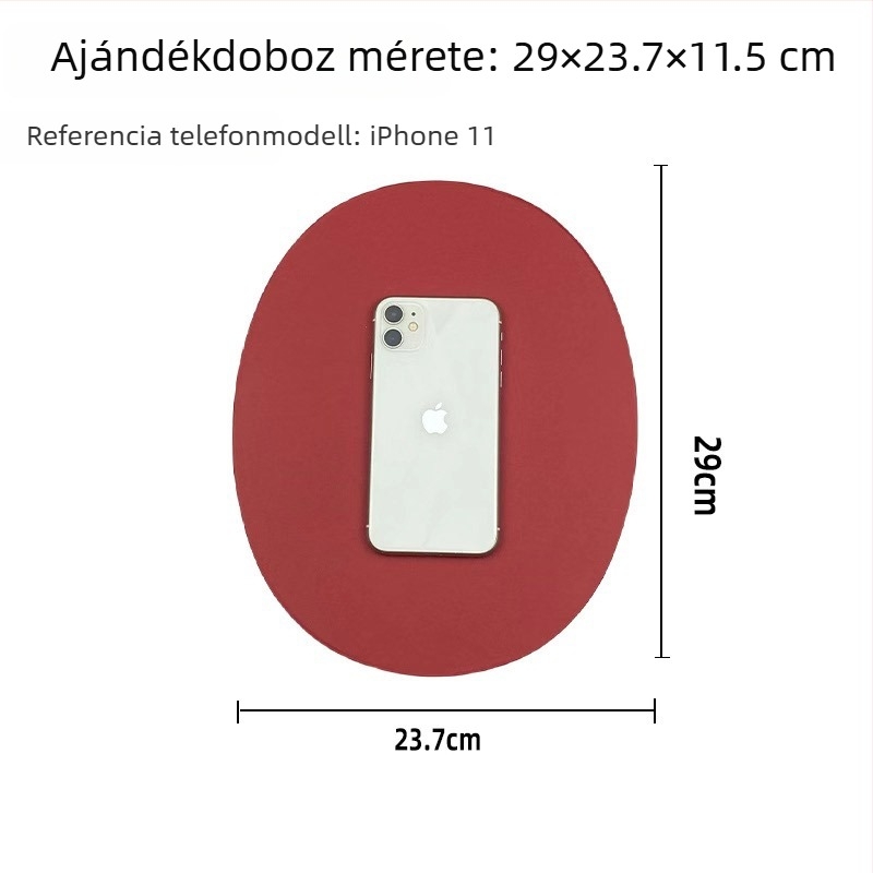 Üres ovális díszdoboz masnival, piros kraft papírból, születésnapi ajándékdoboz koszorúslánynak, karácsonyra és új évre