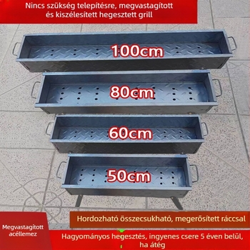 Otthoni faszenes grill, összecsukható nyárs tartó, V-alakú hordozható kültéri grill, készlet különböző méretekben
