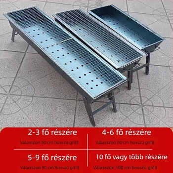 Otthoni faszenes grill, összecsukható nyárs tartó, V-alakú hordozható kültéri grill, készlet különböző méretekben